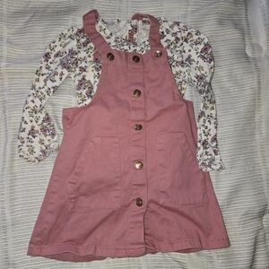 BCBGirls Pink Pinafore with Floral Sleeves